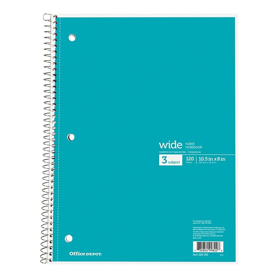 Office Depot Wirebound Notebook, 3Hole Punched, 8 1/2" x 10 1/2", 3
