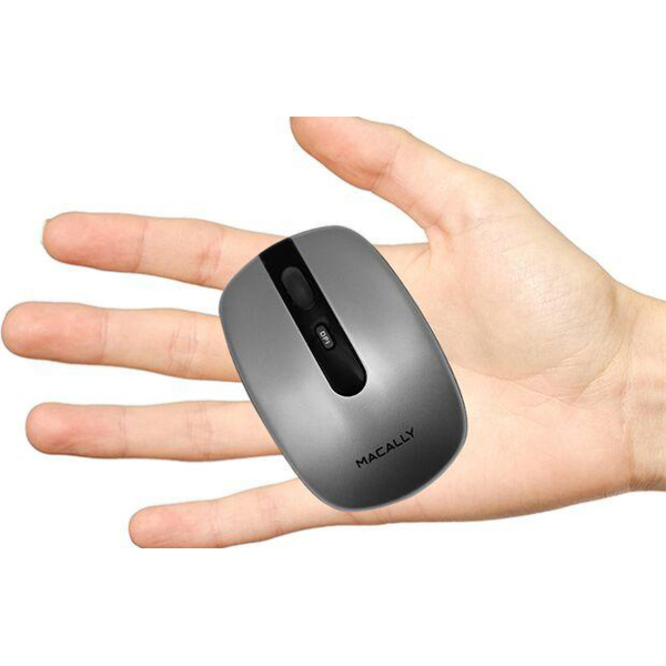 The Macally RFNBMOUSEBAT is a rechargeable 2.4GHz wireless RF optical mouse with a 1000/1200/1600 DPI switch button, right and left click buttons and scroll wheel/button for precise and smooth control. The compact design makes it ideal for "on-the-go" wor