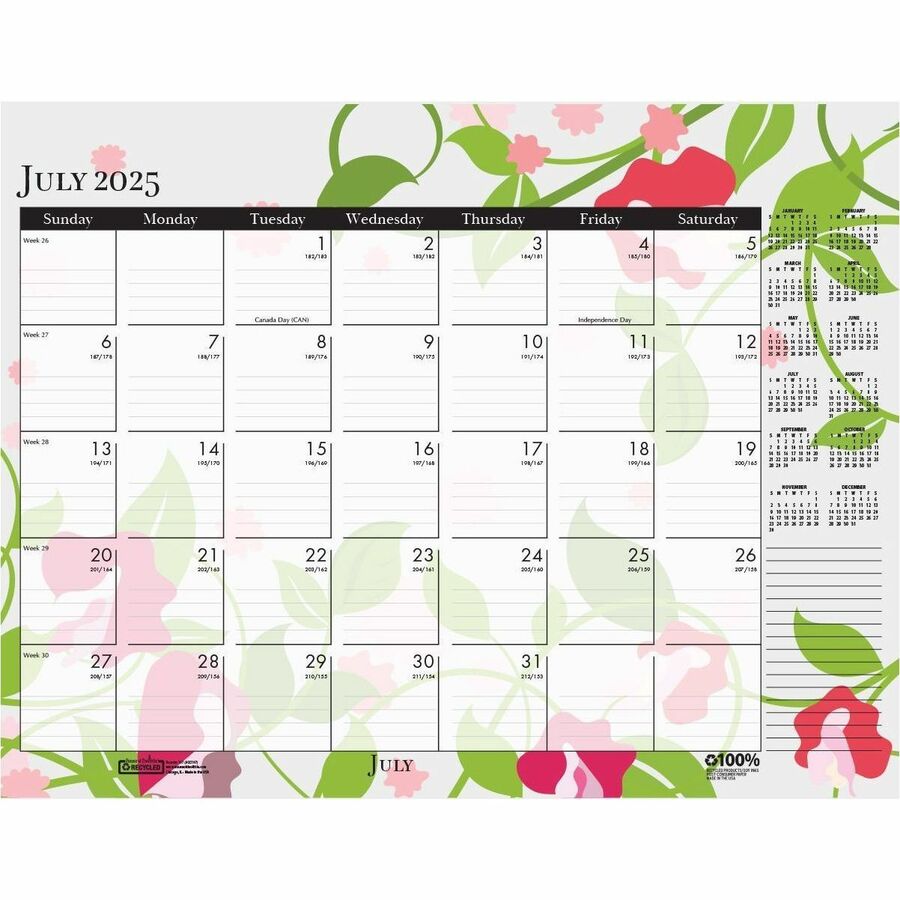 House of Doolittle Monthly Desk Pad Calendar Wild Flower 22 x 17 Inches