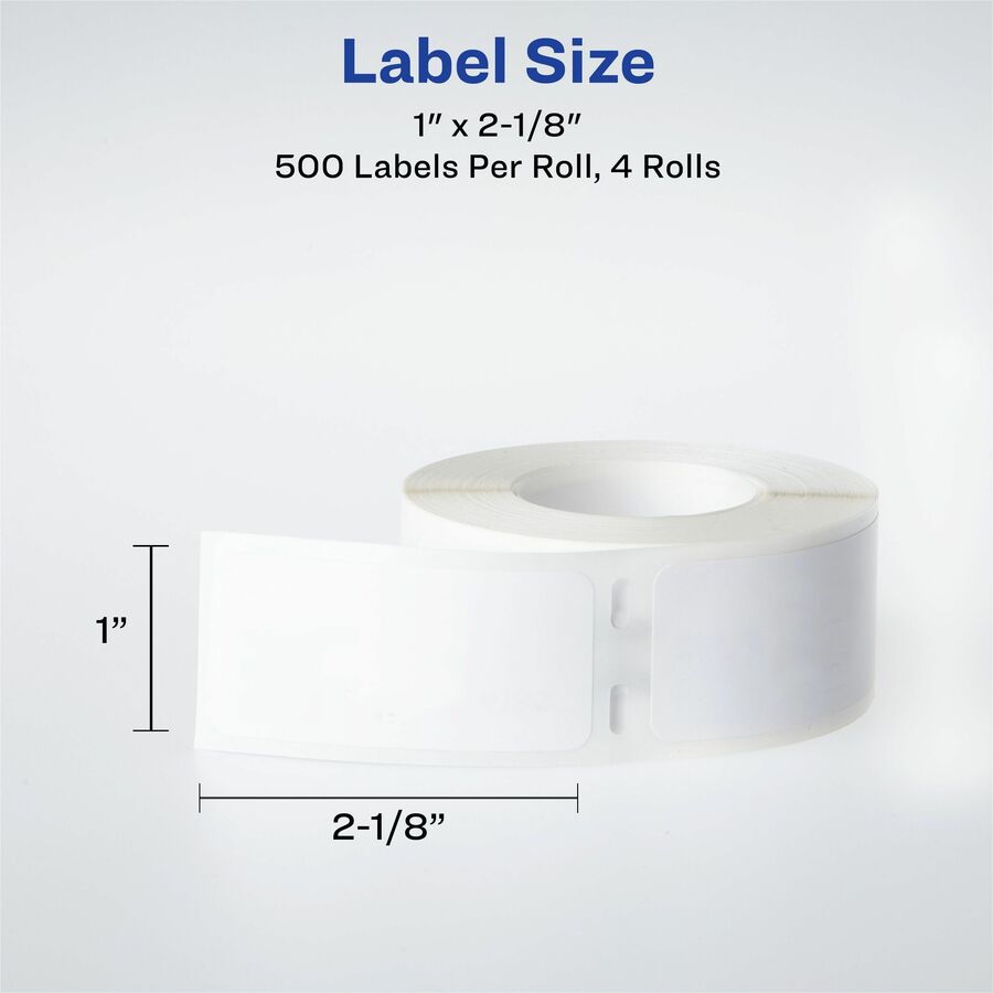 Avery® Direct Thermal Multipurpose Labels - 1" Height x 2 1/8" Width - Permanent Adhesive - Rectangle - Thermal - Bright White - Paper - 500 / Sheet - 500 / Roll - 4 Total Sheets - 2000 Total Label(s) - 500 / Box - Water Resistant - Permanent Adhesive