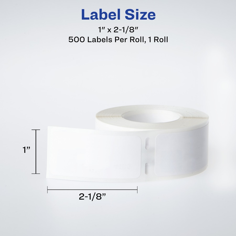 Avery® Direct Thermal Roll Labels - 1" Height x 2 1/8" Width - Permanent Adhesive - Rectangle - Thermal - Bright White - Paper - 500 / Sheet - 500 / Roll - 1 Total Sheets - 500 Total Label(s) - 500 / Box - Water Resistant