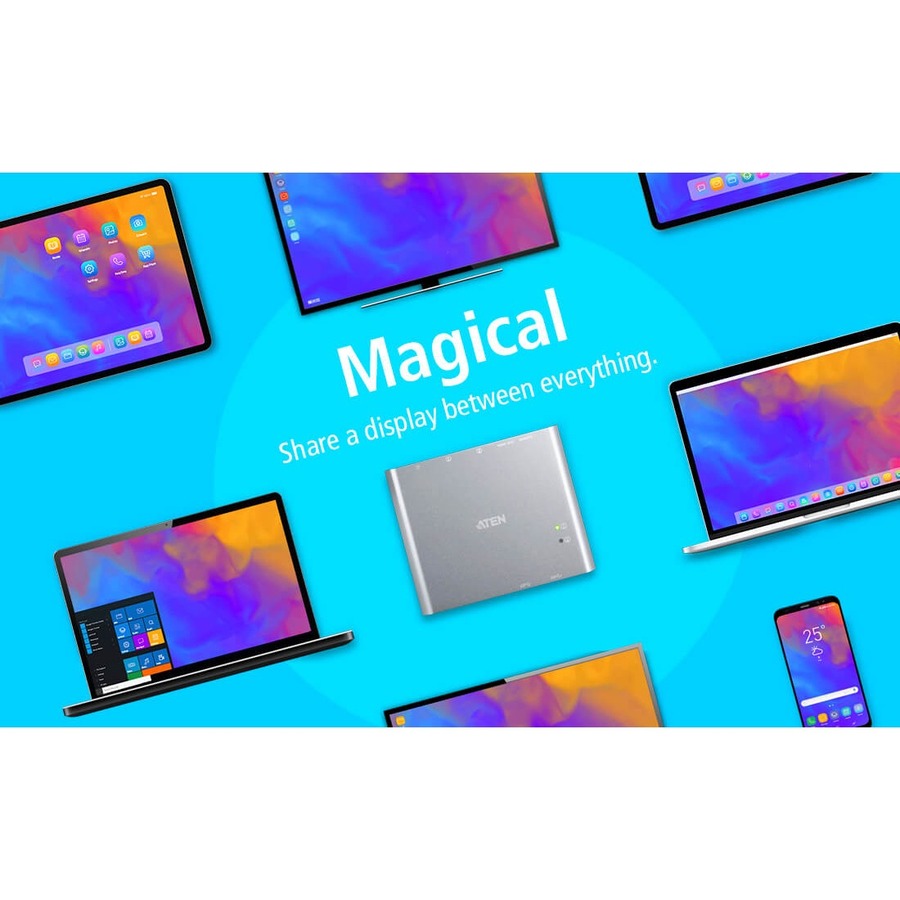 Aten 2-Port USB-C Gen 1 Dock KVM Switch with Power Pass-through