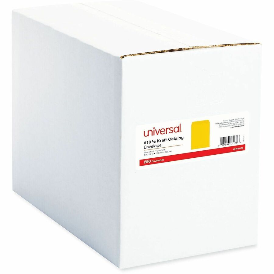 Universal Envelope - Catalog - #10 1/2 - 24 lb - Gummed - Brown Kraft - Kraft Paper - 250 / Box