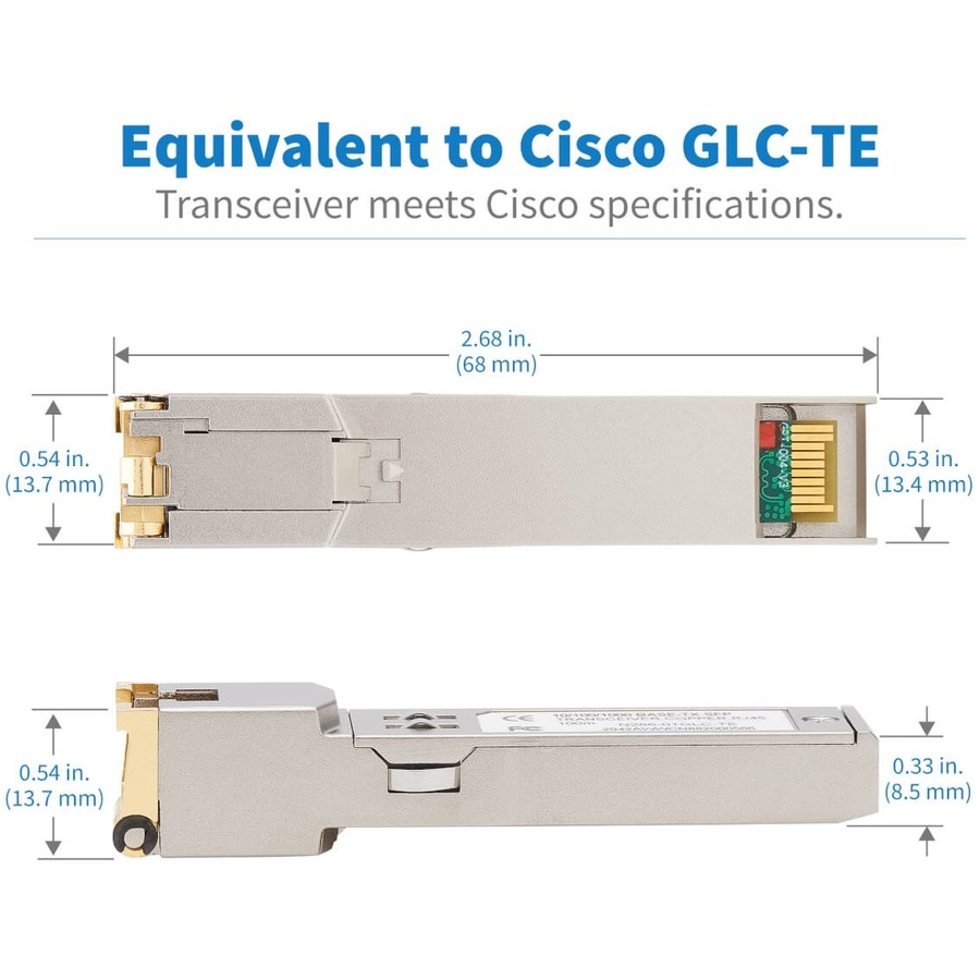 Tripp Lite by Eaton Cisco-Compatible GLC-TE SFP Transceiver - 10/100/1000Base-TX Copper RJ45 Cat6 328.08 ft. (100 m)