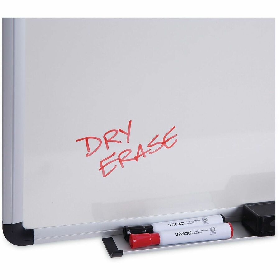 Universal Dry Erase Board - 36" (3 ft) Width x 24" (2 ft) Height - White Melamine Surface - Satin Aluminum Frame - 1 Each