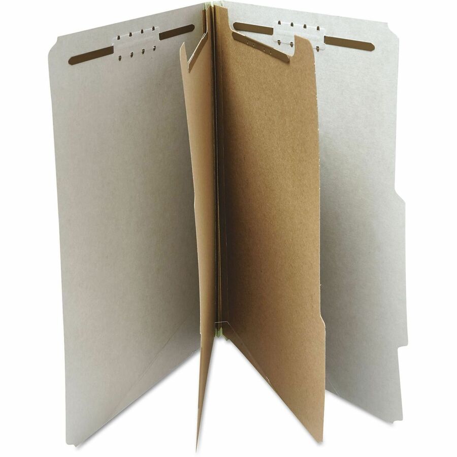 Universal 2/5 Tab Cut Letter Classification Folder - 8 1/2" x 11" - 2" Expansion - 6 Fastener(s) - 2" Fastener Capacity - Top Tab Location - Right of Center Tab Position - 2 Divider(s) - Gray - 10 Box
