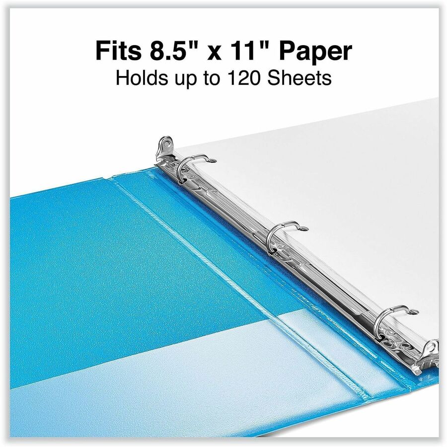 Universal Slant D-Ring View Binder, 3 Rings, 0.5" Capacity, 11 x 8.5, Light Blue - 1/2" Binder Capacity - Letter - 8 1/2" x 11" Sheet Size - 120 Sheet Capacity - 3 Ring(s) - Fastener(s): Ring - Pocket(s): 2, Inside Front & Back - Polypropylene - Light Blu