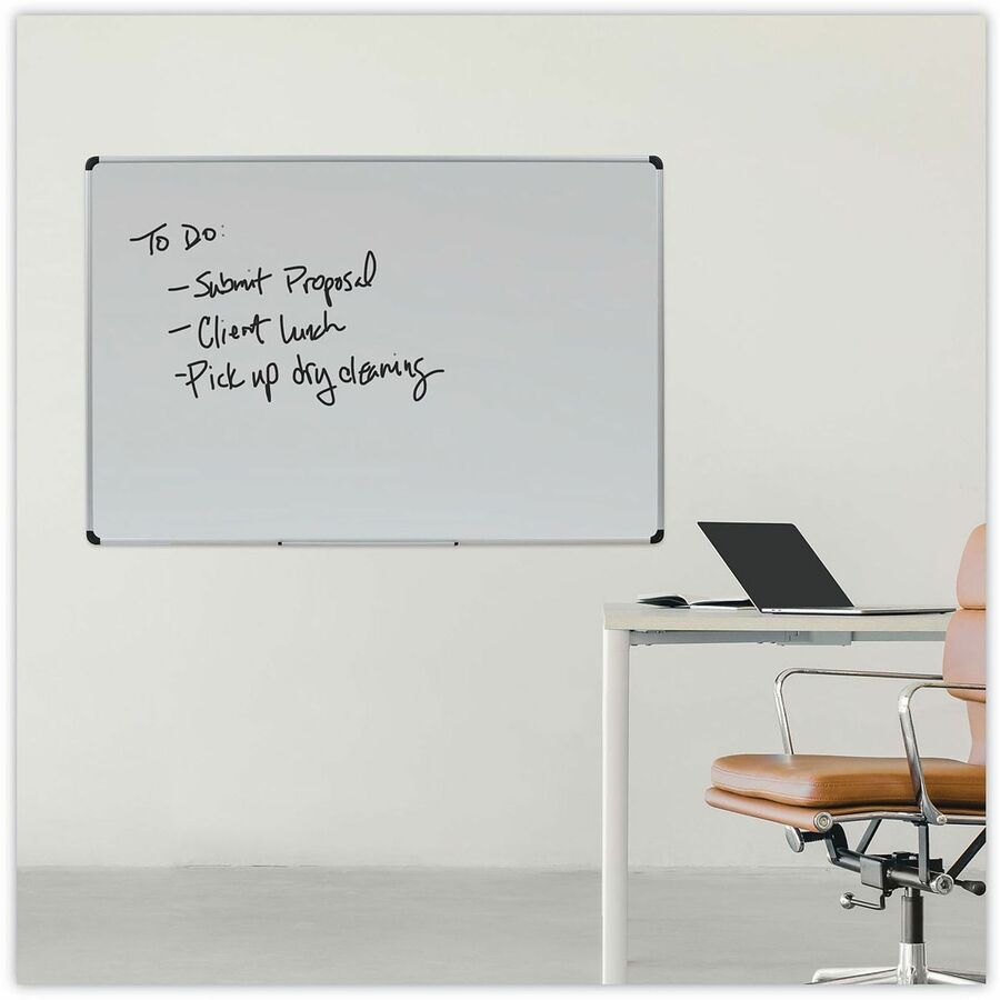 Universal Dry Erase Board - 72" (6 ft) Width x 48" (4 ft) Height - White Porcelain Surface - Silver Aluminum, Black Frame - Magnetic - 1 Each