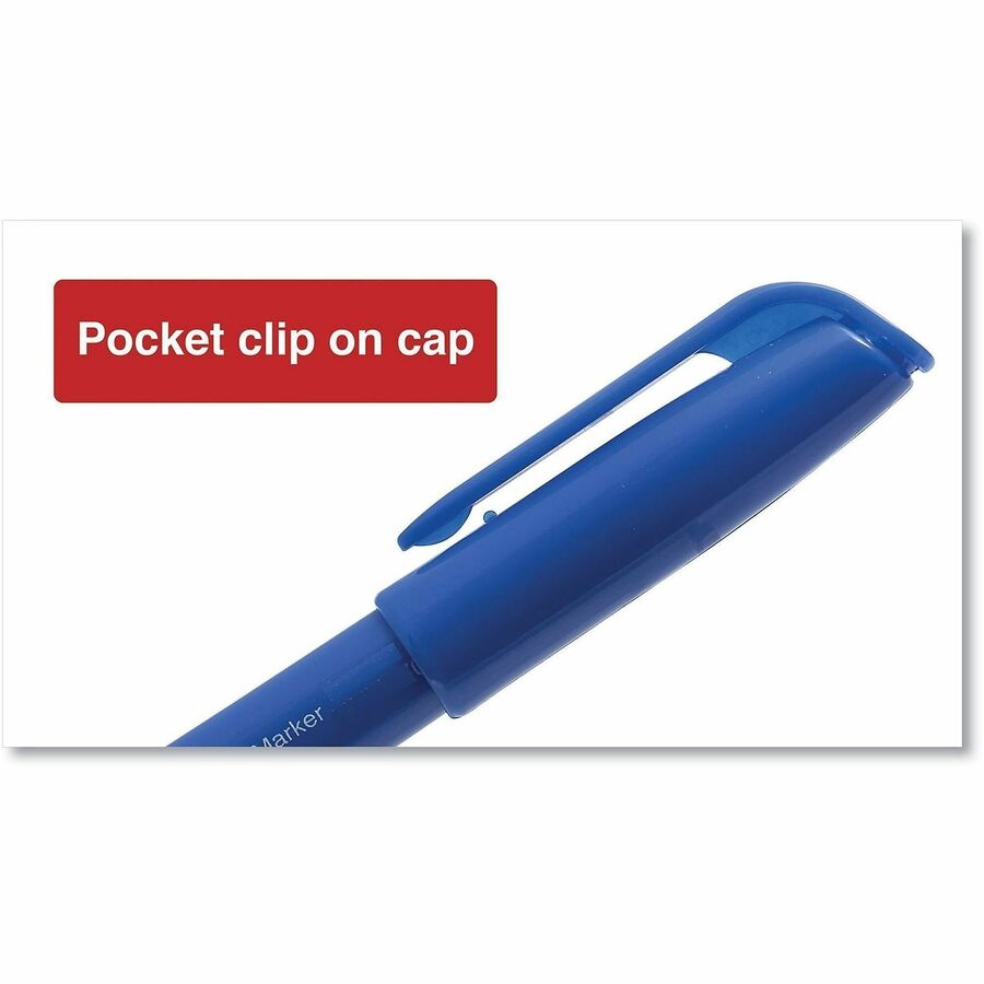 Universal Pen-Style Permanent Marker, Fine Bullet Tip, Blue, Dozen - Fine Bullet Marker Point - Blue Ink - General Purpose - 1 Dozen