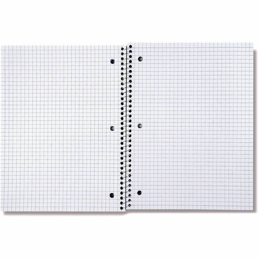 Universal Notebook - 1 Subject(s) - 70 Sheets - Spiral - Quad Ruled Front Ruling - 3 Hole(s) - 15 lb Basis Weight - 10.50" Height x 8" Width - White Paper - Black Paperboard Cover