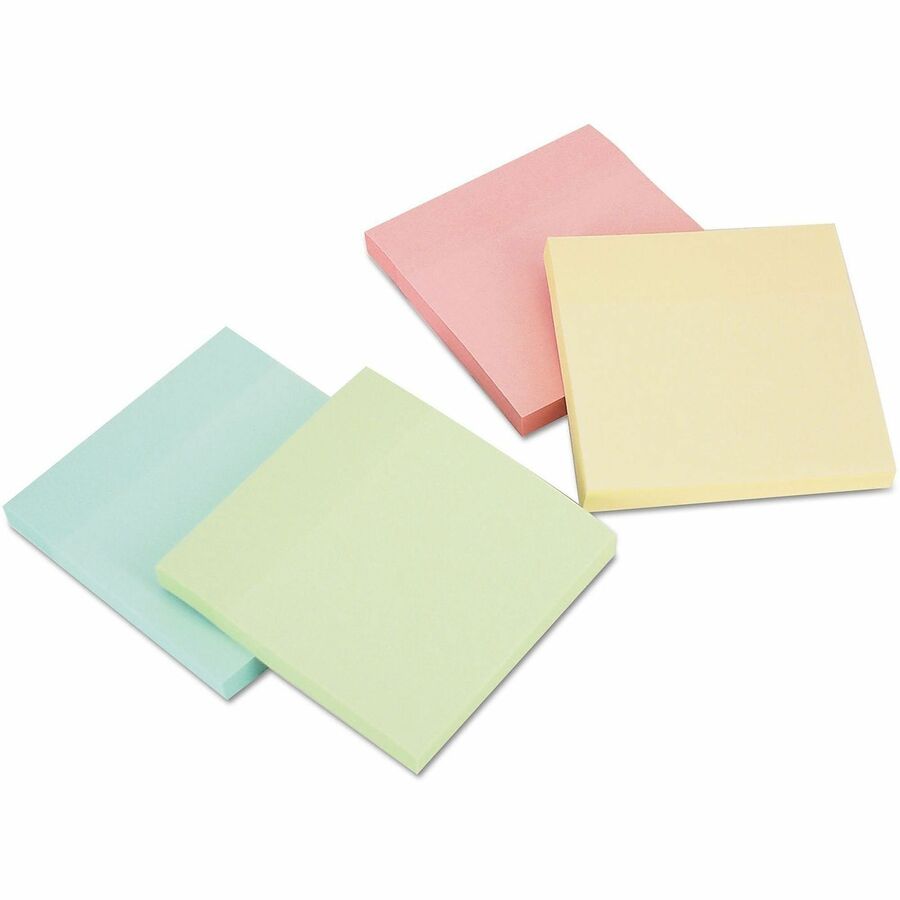 Universal Notepad - 90 Sheets - 3" x 3" Sheet Size - Assorted Pastel Paper - Paper Cover - 24 / Pack