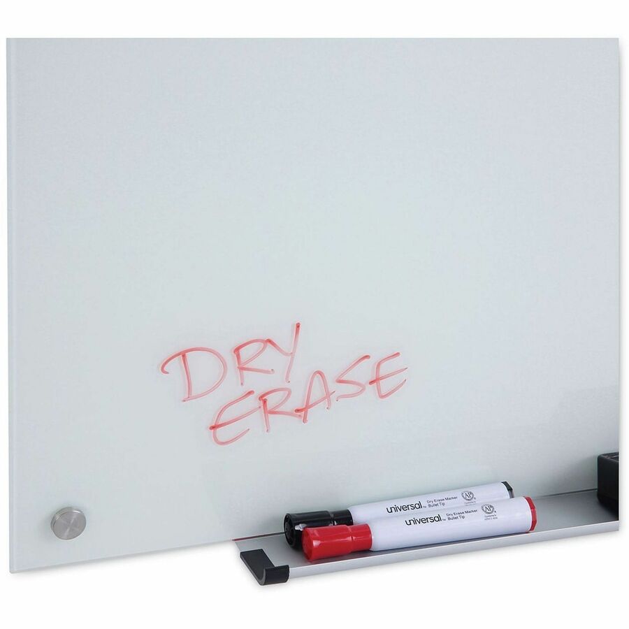 Universal Frameless Glass Marker Board, 36" x 24" , White Surface - 36" (3 ft) Width x 24" (2 ft) Height - White Glass Surface - 1 Each