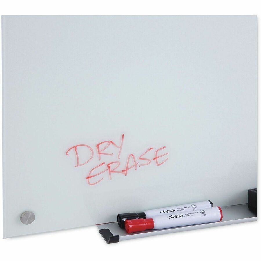 Universal Frameless Glass Marker Board, 48" x 36" , White Surface - 48" (4 ft) Width x 36" (3 ft) Height - White Glass Surface - 1 Each