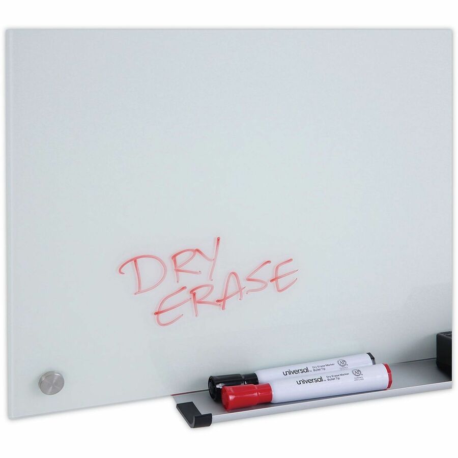 Universal Frameless Glass Marker Board, 72" x 48" , White Surface - 72" (6 ft) Width x 48" (4 ft) Height - White Glass Surface - 1 Each