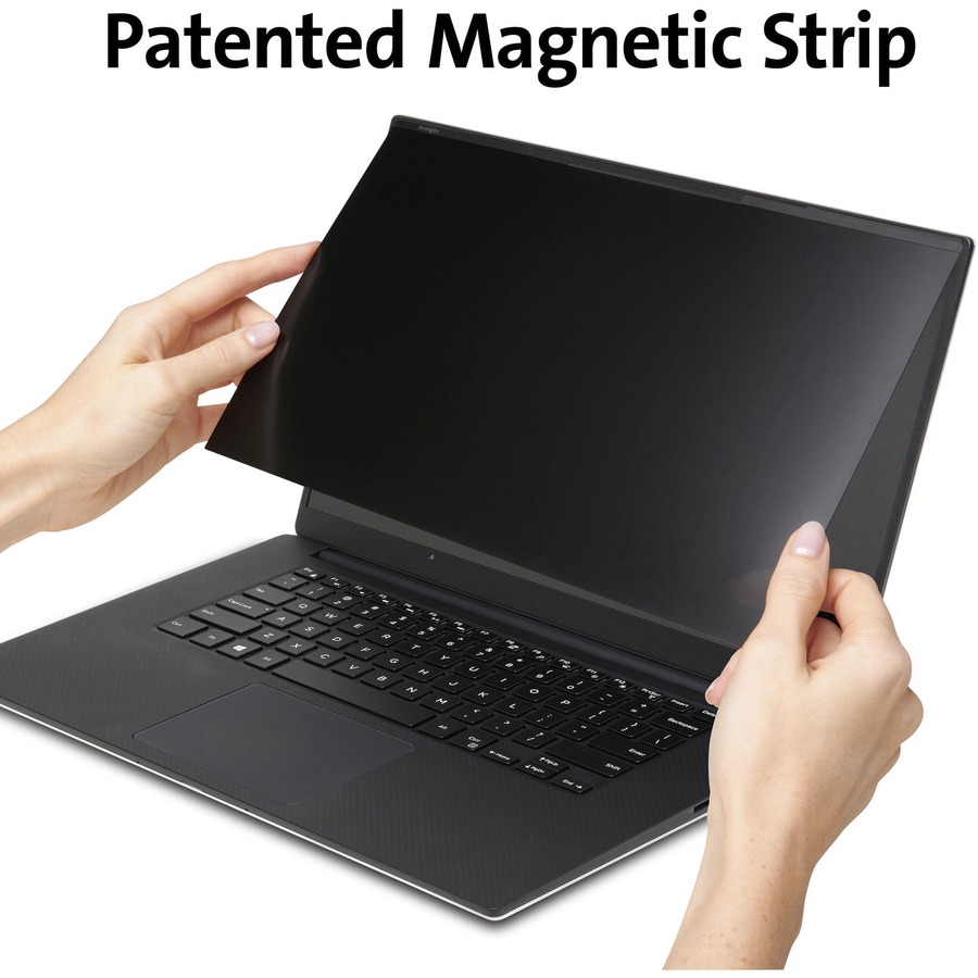 Kensington MagPro 15.6" (16:9) Laptop Privacy Screen with Magnetic Strip - For 15.6" Widescreen LCD Notebook - 16:9 - Fingerprint Resistant, Scratch Resistant, Damage Resistant - Polyethylene Terephthalate (PET) - Anti-glare - 1 Pack - TAA Compliant