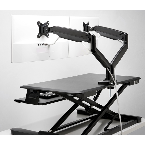 One-Touch Height Adjustable Dual Monitor Arm - Black