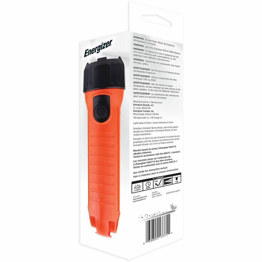Energizer Intrinsically Safe Emergency Light - LED - 2 x D - Battery - Drop Resistant, Water Proof - Orange