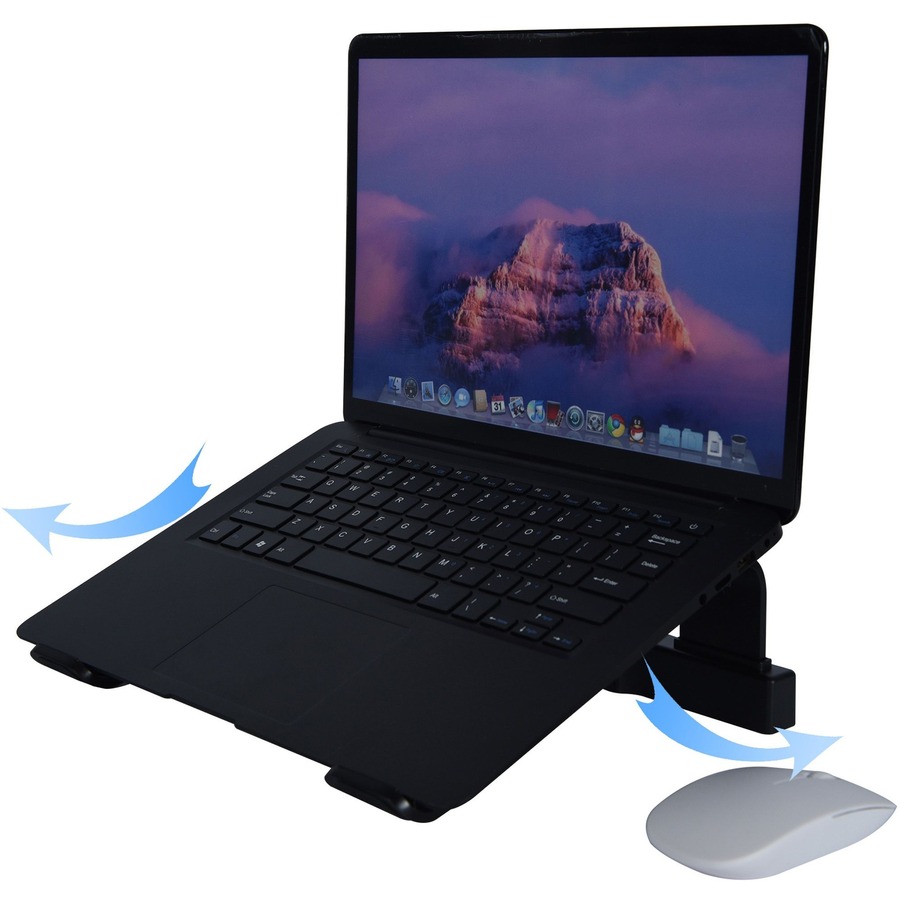 DAC Non-Skid Laptop Stand With 4-Port USB 3.0 Hub - 3" Height x 9.8" Width - Aluminum Alloy - Black