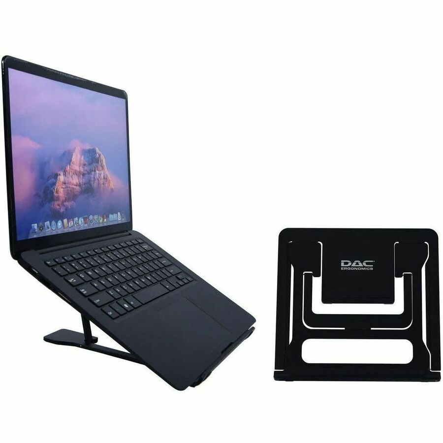 DAC Portable Laptop Stand With 6 Height Levels - Notebook, Tablet Support - Aluminum Alloy, Silicon - Black