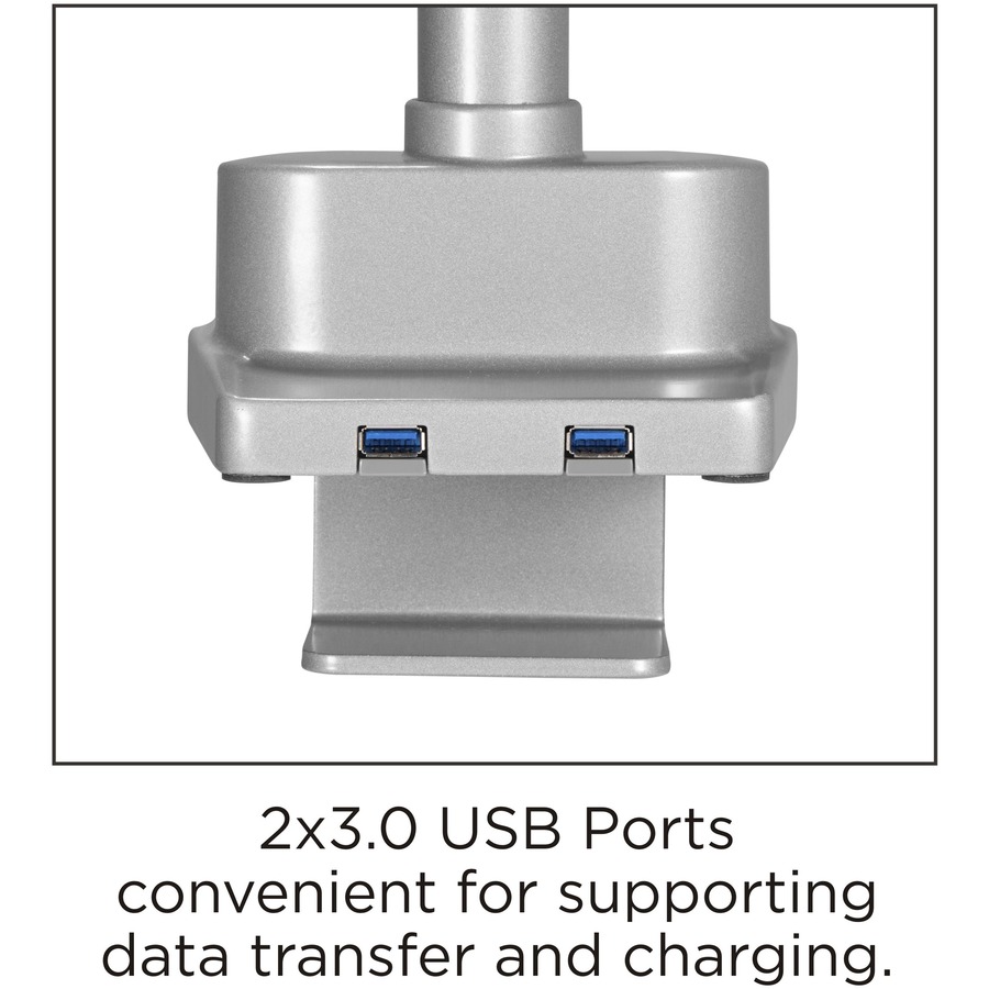 Lorell Mounting Arm for Monitor - Gray - Height Adjustable - 3 Display(s) Supported - 15.40 lb Load Capacity - 75 x 75, 100 x 100 - 1 Each