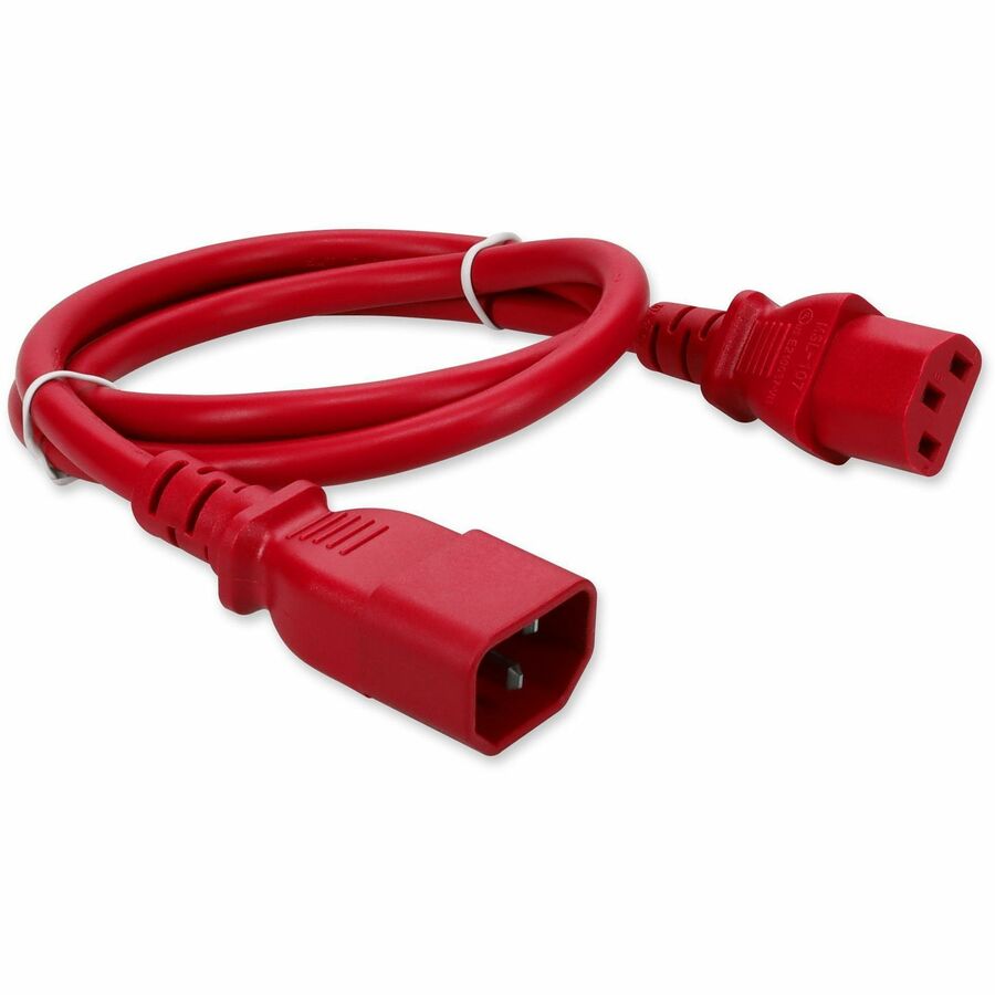 Red 8 ft IEC C13 to C14 power cable rated 100-250 V 15 A for rack equipment — alternate view 6