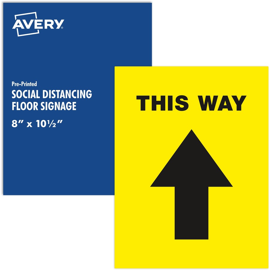 Avery® Floor Decal - 5 - This Way Print/Message - Rectangular Shape - Pre-printed, Tear Resistant, Wear Resistant, Non-slip, Water Resistant, UV Coated, Durable, Removable, Scuff Resistant - Vinyl - Black