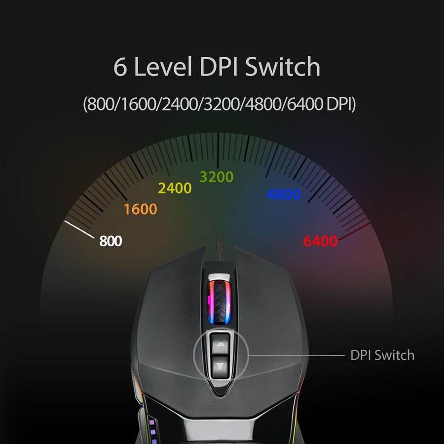 iMouse X5 - 6400 DPI, RGB illuminated Gaming Mouse - 6 level adjustable DPI up to 6400 - 7 buttons - adjustable weight - RGB chromatic lighting - Mice - ADEIMOUSEX5