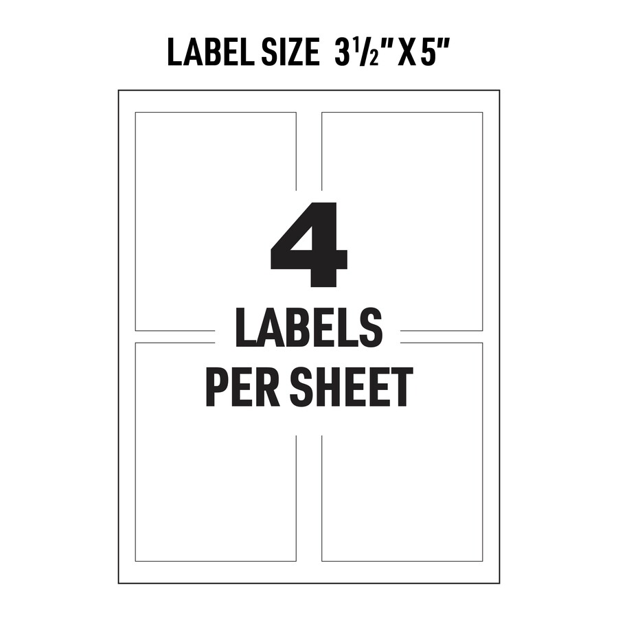 Avery Industrial Adhesive Vinyl Labels, 100ct, 3.5 x 5, White, Durable  for Outdoors, Laser Printable (61550)
