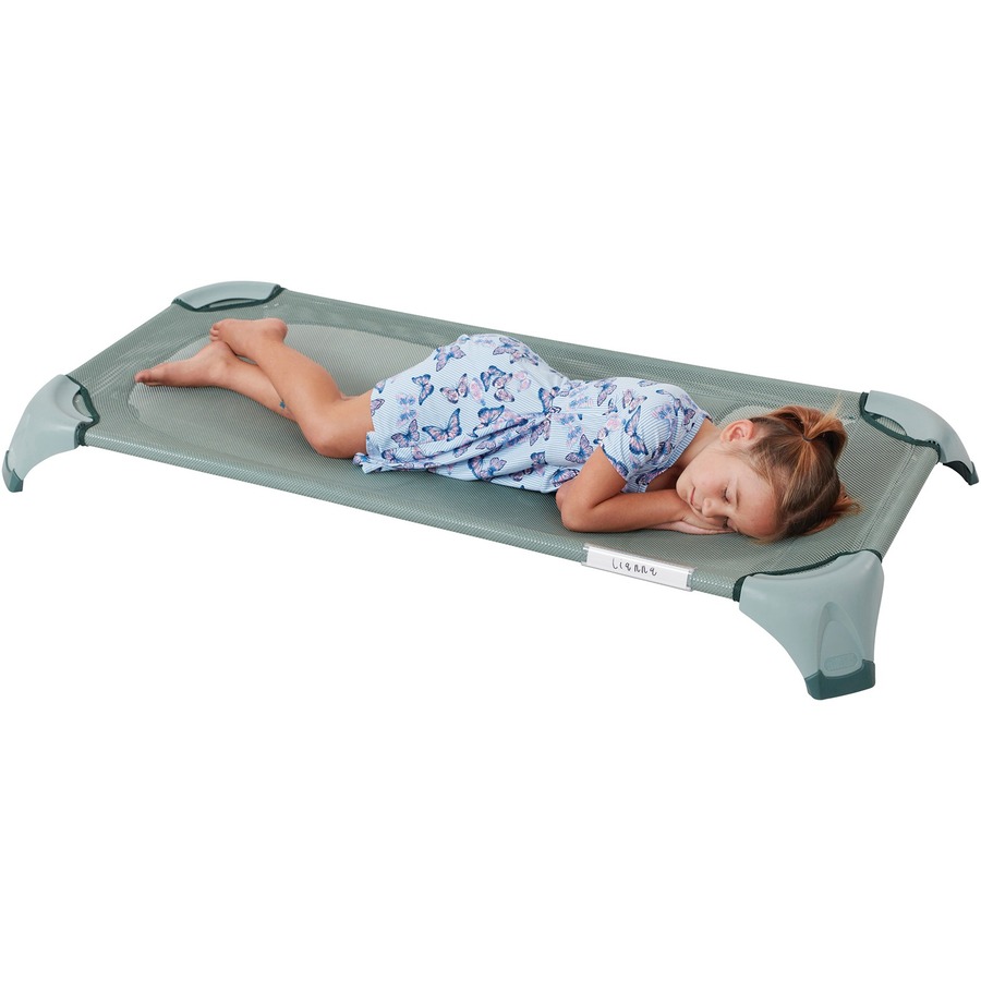 ECR4KIDS Cot Trolley - Polyester, Mesh, Steel, Fabric, Rubberized Polypropylene - 54.3" Length x 25.3" Width x 5" Height - Sage Green - 6 / Pack -  - ELR16130SG