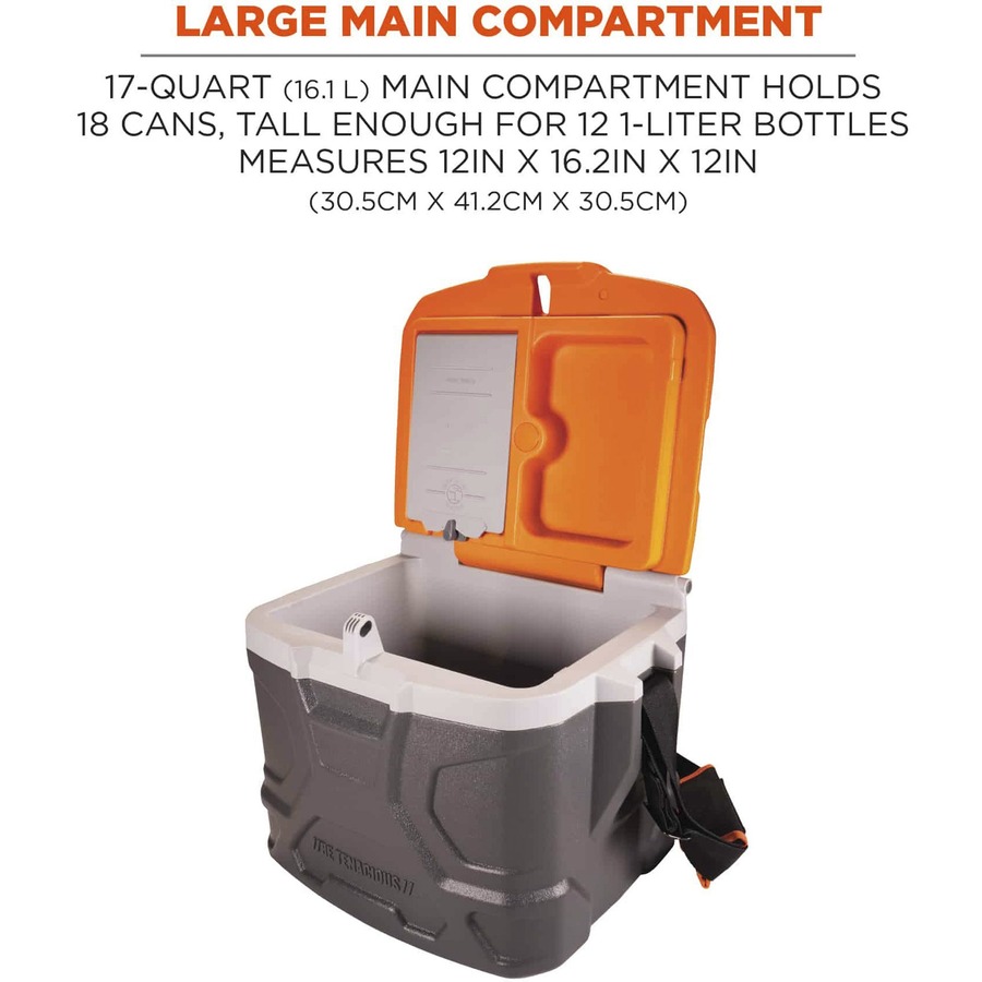 Chill-Its 5170 Industrial Hard Sided Cooler - 4.25 gal - 18 Can Support - Orange, Gray - Fabric
