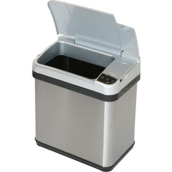 HLS Commercial Stainless Steel Sensor Trash Can - 2.50 gal Capacity - Rectangular - Touchless - Sensor, Fingerprint Resistant - 11.7" Height x 10.3" Width - Stainless Steel, ABS Plastic - Gray - 1 Each