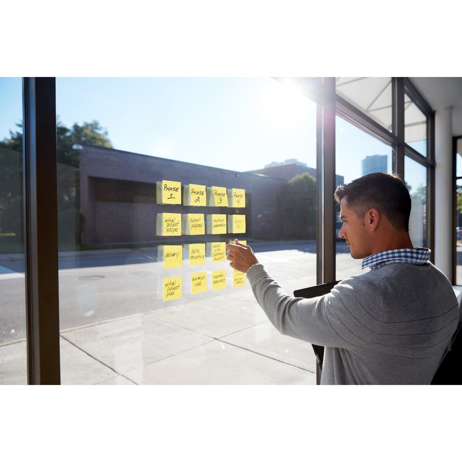 Post-it® Super Sticky Dispenser Notes - Canary Yellow - 3" x 3" - Square - Canary Yellow - Paper - Pop-up, Recyclable, Adhesive - 18 / Pack