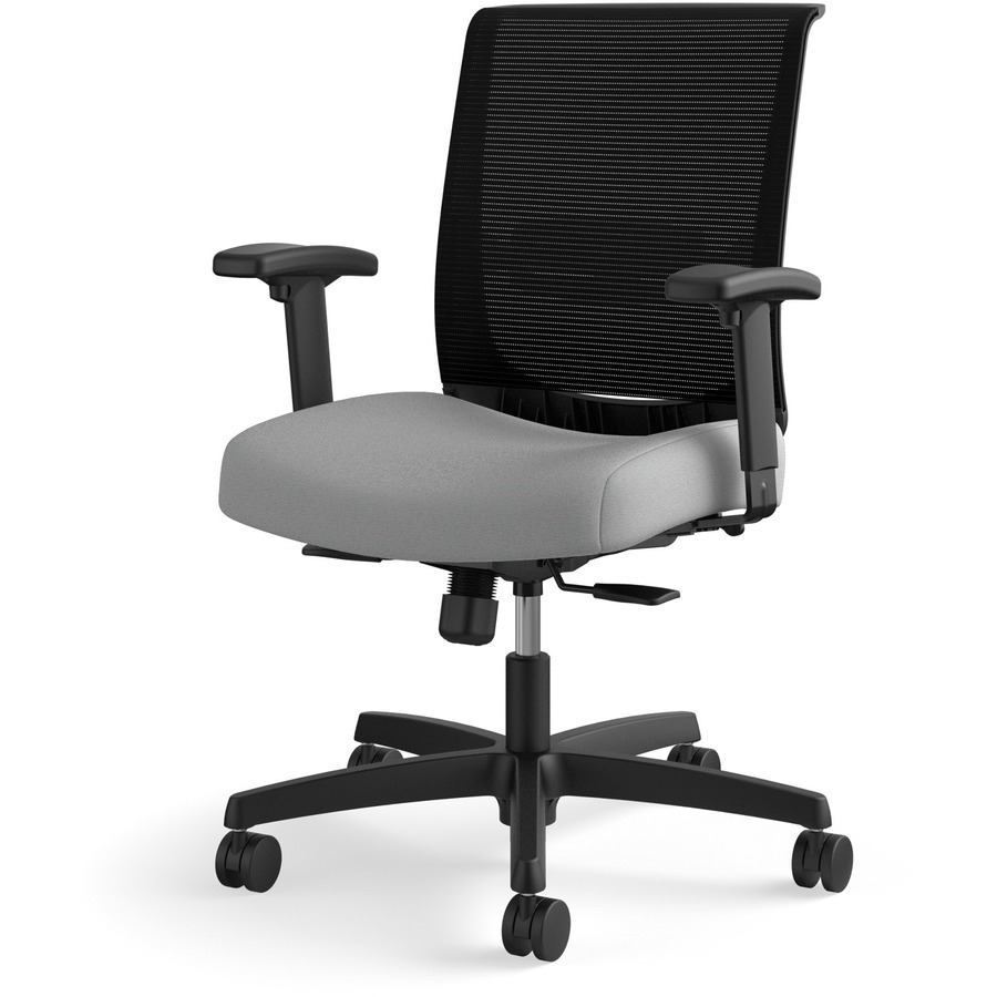 HON Convergence Chair - Black Vinyl, Fabric Seat - Black Mesh Back - Black Frame - 5-star Base - Frost