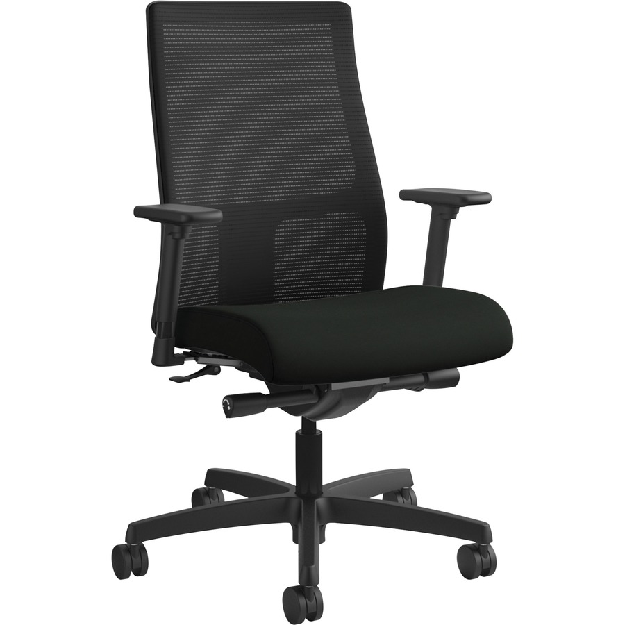 HON Ignition Chair - Black Vinyl Seat - Black Mesh Back - Black Frame - Mid Back - 5-star Base - Black