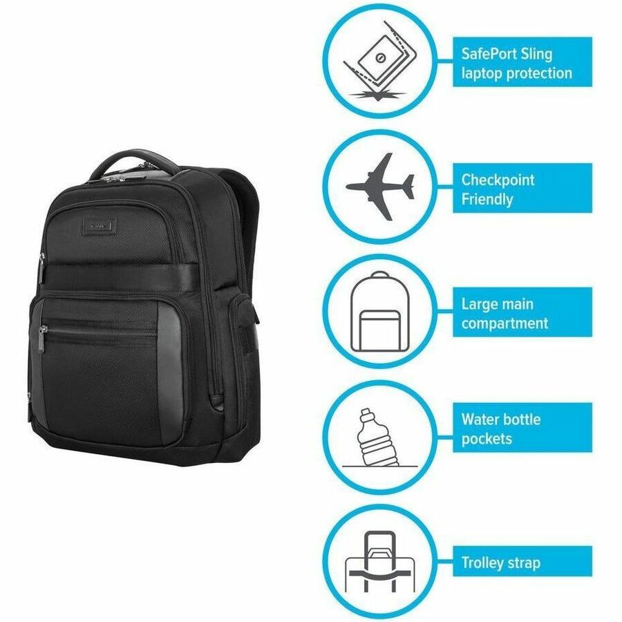 Targus Mobile Elite TBB617GL Carrying Case (Backpack) for 15" to 16" Notebook - Black - TAA Compliant