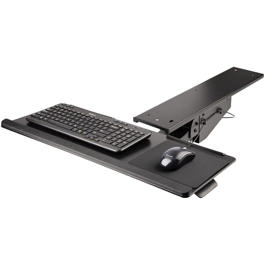 StarTech.com Under Desk Keyboard Tray, Height Adjustable Keyboard and Mouse Tray (10" x 26"), Ergonomic Computer Keyboard Tray w/Mouse Pad