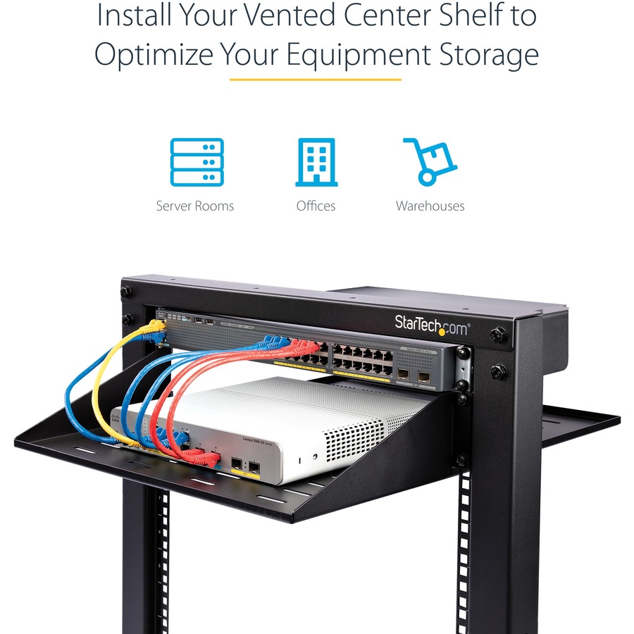 StarTech 2U Vented Server Rack Shelf - Center Mount Fixed 14
