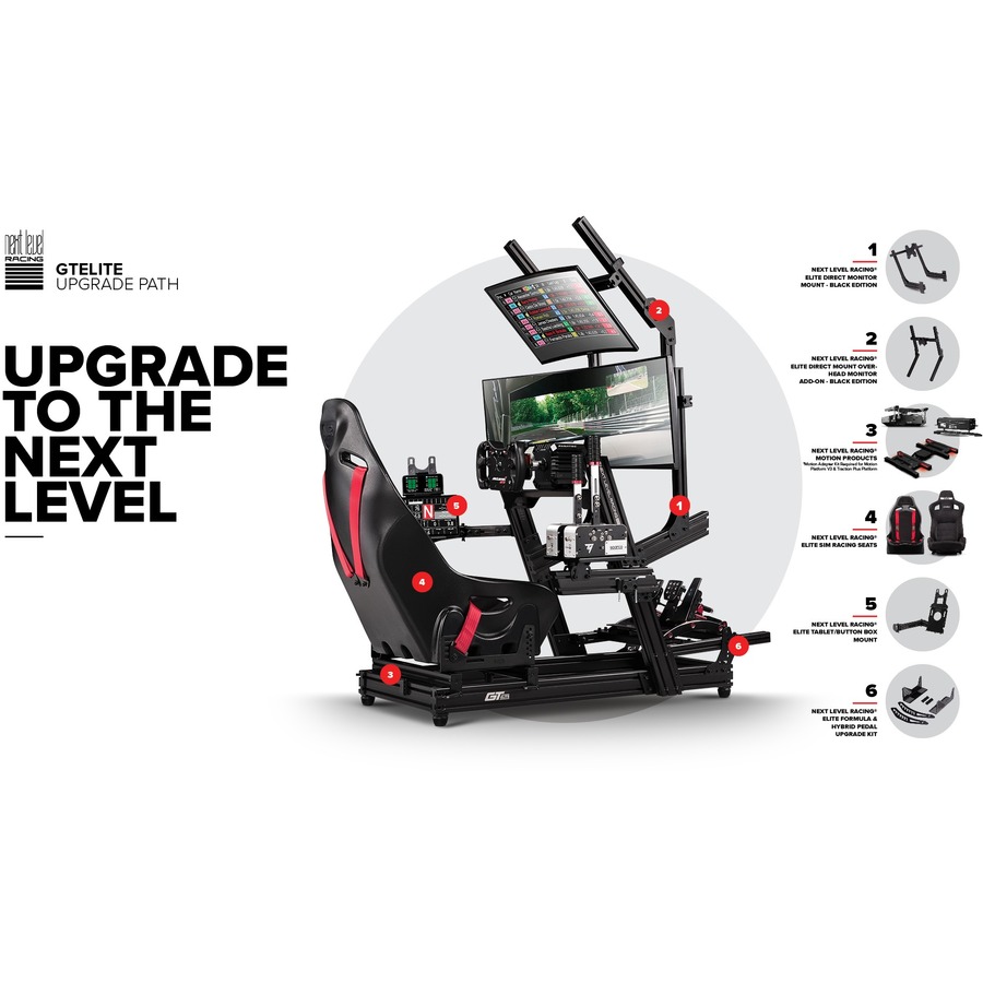 Next Level Racing GTElite Racing Simulator Cockpit- Front & Side Mount Edition - Carbon, Steel
