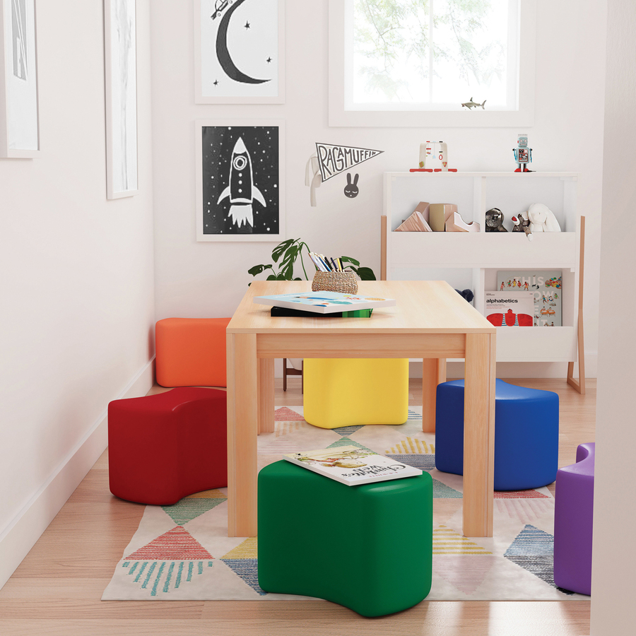 Early Childhood Resources Toddler Modular Stool Set, Butterfly Shaped Flexible Seating, 6-Piece - Assorted - Polyurethane Foam, Vegan Leather - 6 Piece - Toddler Furniture - ELR12836AS