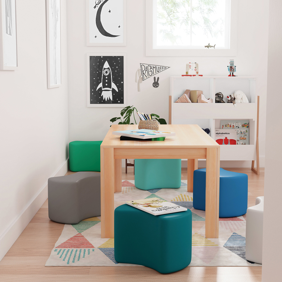 Early Childhood Resources Toddler Modular Stool Set, Butterfly Shaped Flexible Seating, 6-Piece - Contemporary - Polyurethane Foam, Vegan Leather - 6 Piece - Toddler Furniture - ELR12836CT
