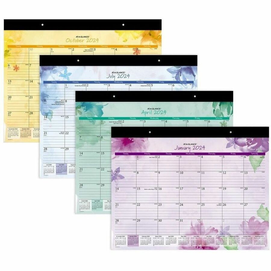 At-A-Glance Beautiful Day 2025 Monthly Desk Pad Calendar, Standard, 21 3/4" x 17" - Standard - Julian Dates - Monthly - 12 Month - January 2025 to December 2025 - 1 Month Single Page Layout - 21 3/4" x 17" Sheet Size - White Sheet - 2 x Holes - Headband -
