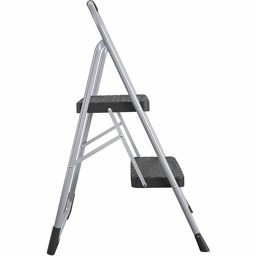 Cosco 2-Step Big Step Folding Step Stool - 2 Step - 200 lb Load Capacity - Type III - 17.7" Width x 22.8" Depth x 34.6" Height - Platinum, Black