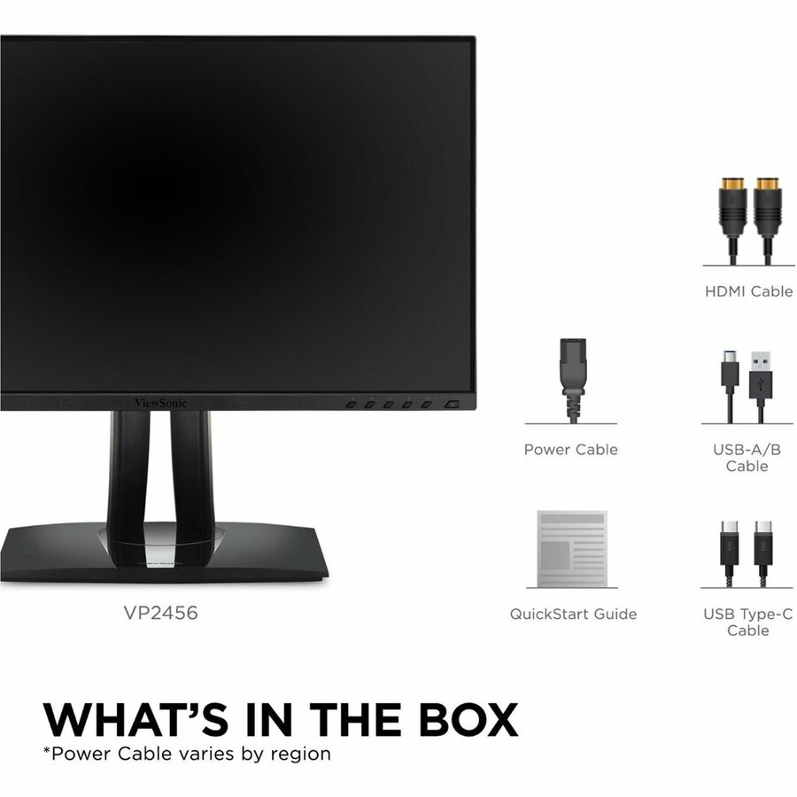 Picture of ViewSonic VP2456 24 Inch 1080p Premium IPS Monitor with Ultra-Thin Bezels, Color Accuracy, Pantone Validated, HDMI, DisplayPort and USB C for Professional Home and Office