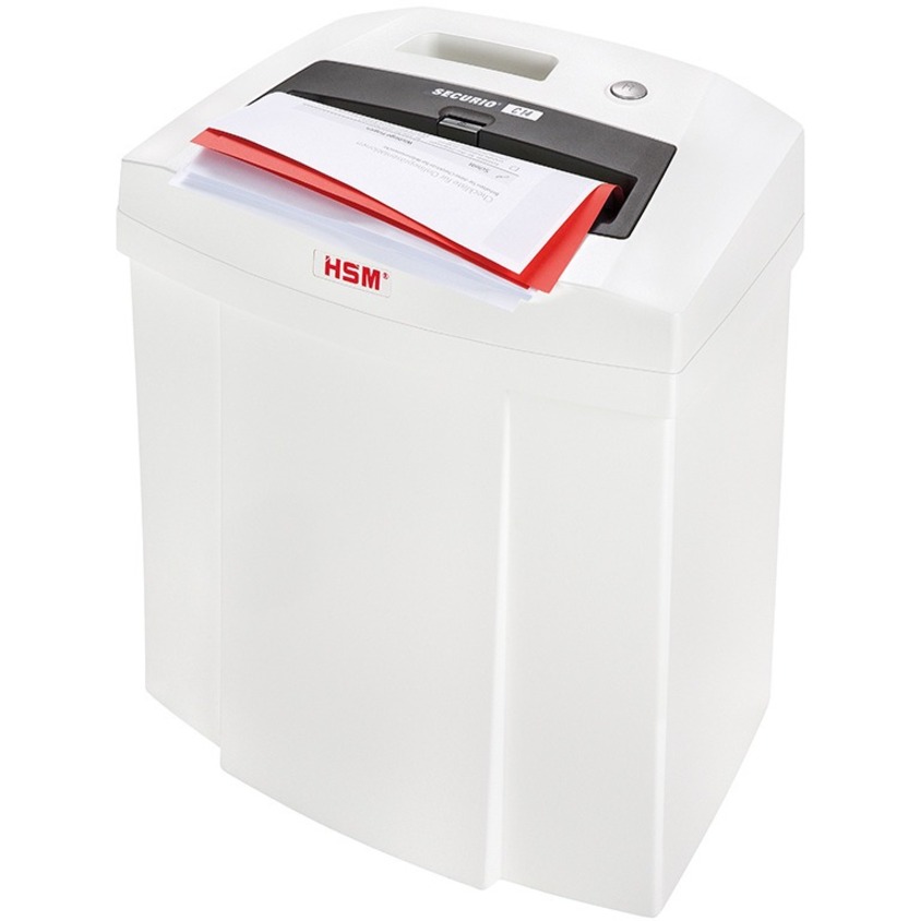 HSM SECURIO B32 - 1/4" - Continuous Shredder - Strip Cut - 27 Per Pass - for shredding Paper, Paper Clip, Staples, Credit Card, CD, DVD - 0.250" Shred Size - P-2/O-2/T-2/E-2 - 12.20" Throat - 21.70 gal Wastebin Capacity - White