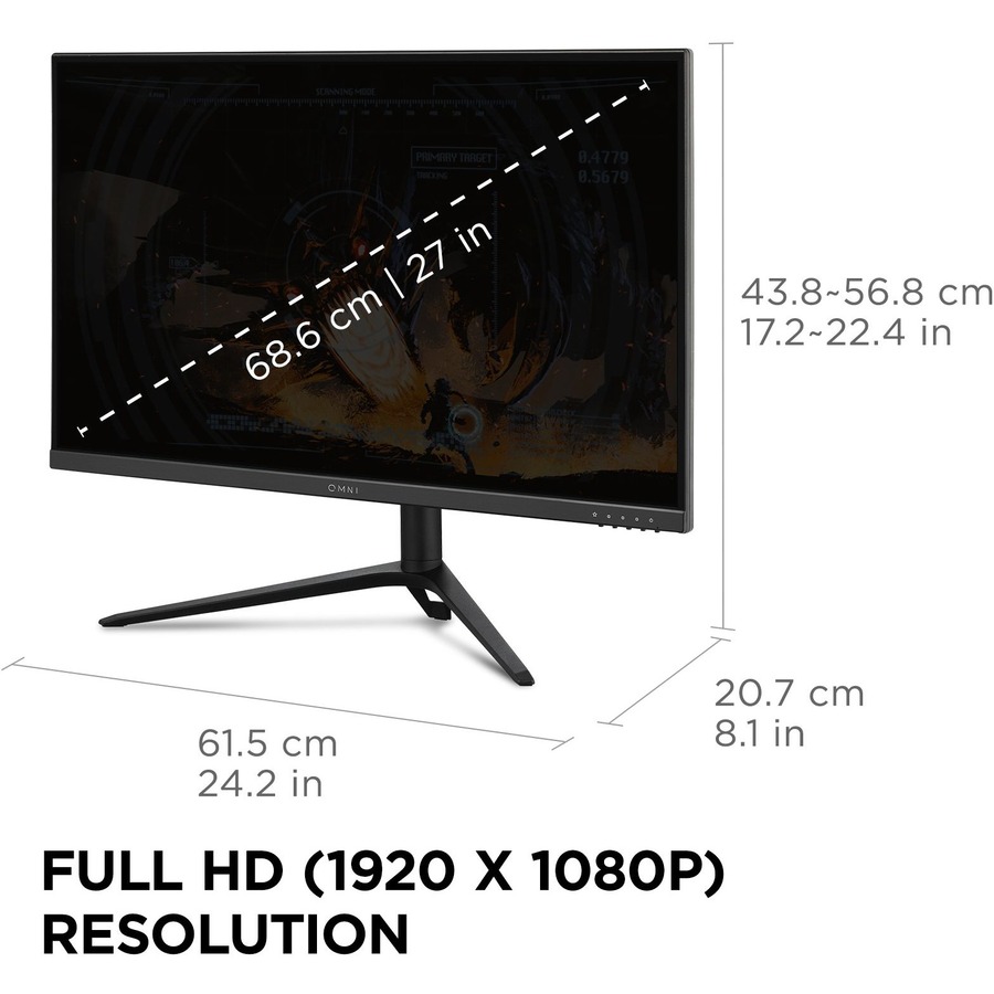 ViewSonic OMNI VX2728J 27 Inch Gaming Monitor 165hz 0.5ms 1080p IPS with FreeSync Premium, Advanced Ergonomics, HDMI, and DisplayPort