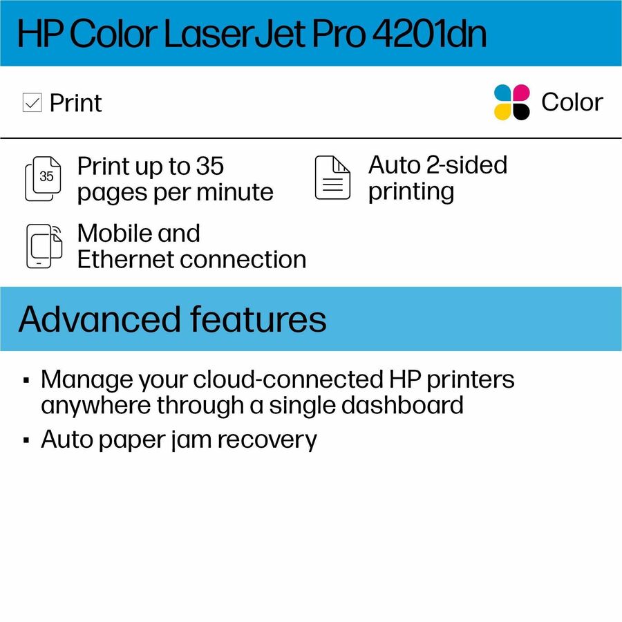 Imprimante laser LaserJet Pro 4200 4201dn Bureau Filaire - Couleur HP