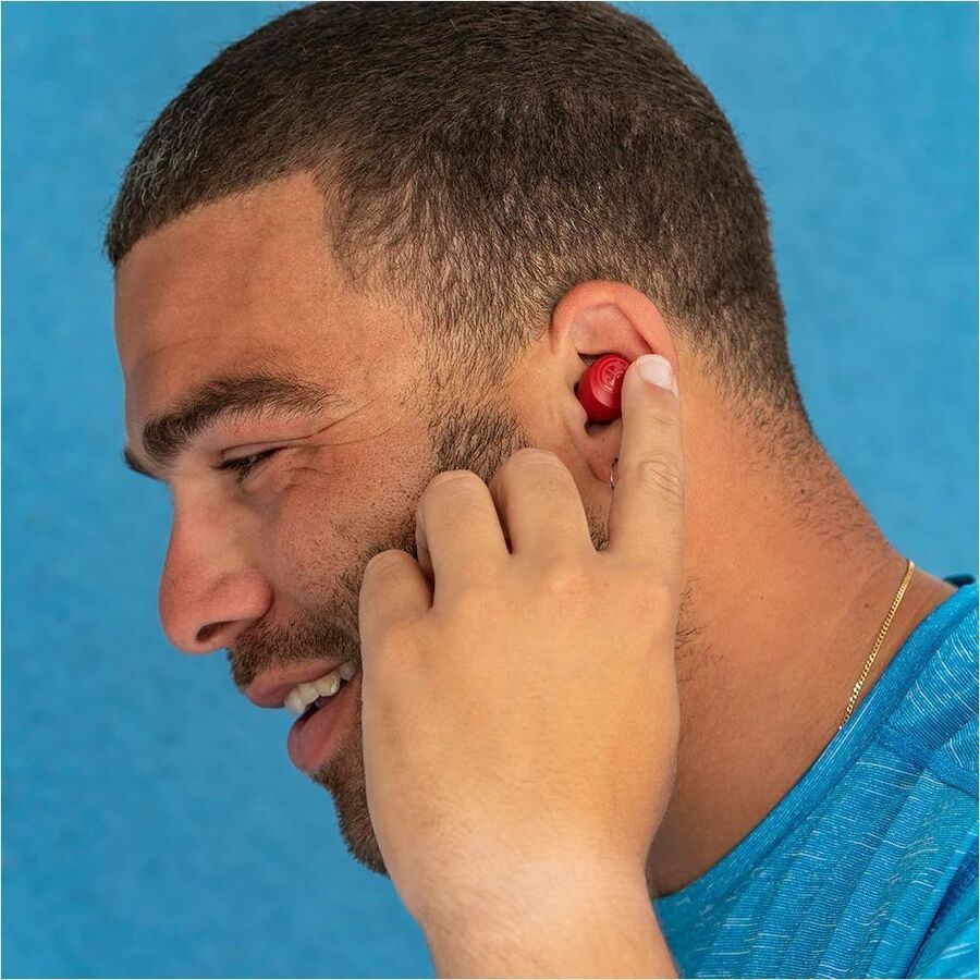JLab Go Air Pop true wireless earbuds in rose with charging case — alternate view 6