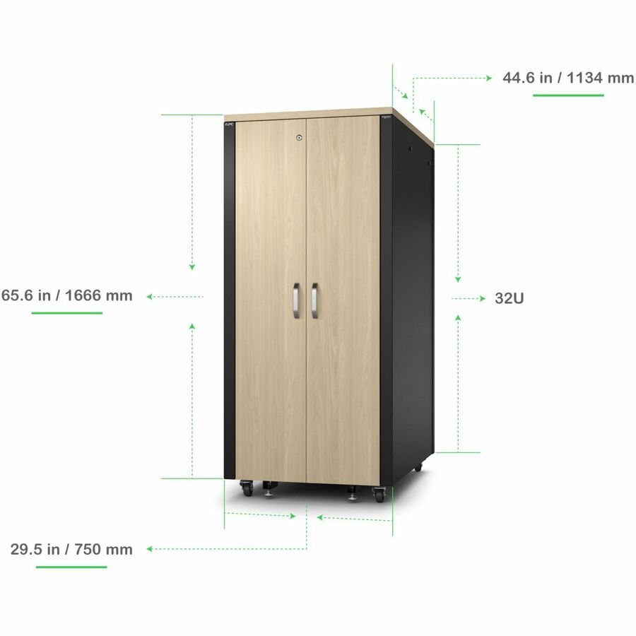 APC NetShelter Soundproof, 32U, Server Rack Enclosure, 120V, Maple [TAA]