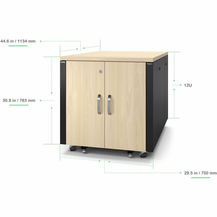 APC NetShelter Soundproof, 12U, Server Rack Enclosure, Maple [TAA]