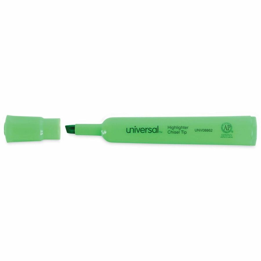 Universal Highlighter - Fluorescent Green Ink - Green Barrel - 1 Dozen